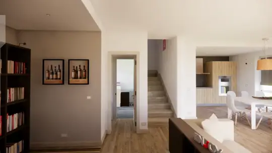 Esperienza in realtà virtuale immersiva con rendering 3D architettonico